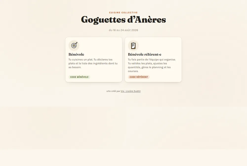 Capture de l'application Cantine collective